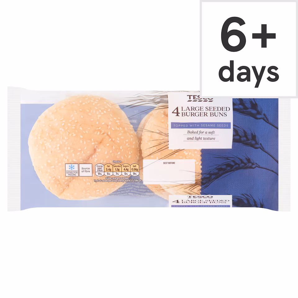 Tesco Seeded Large Burger Buns 4 Pack