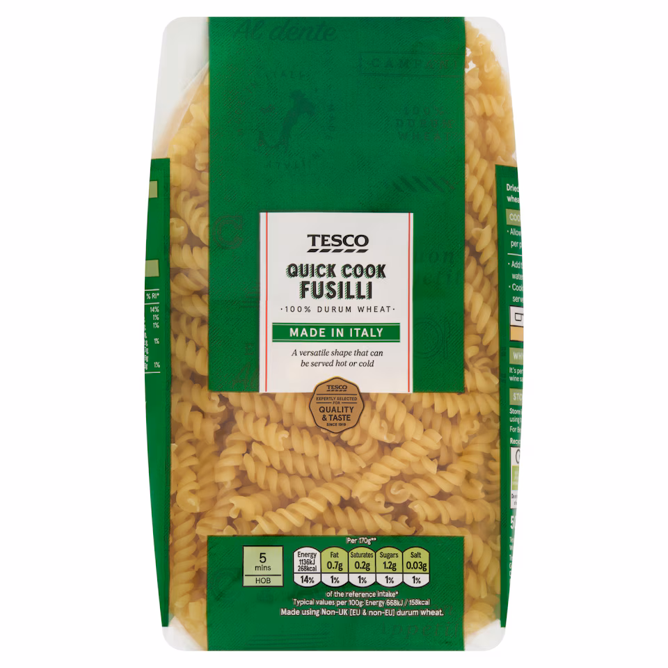 Tesco Quick Cook Fusilli Pasta 500G