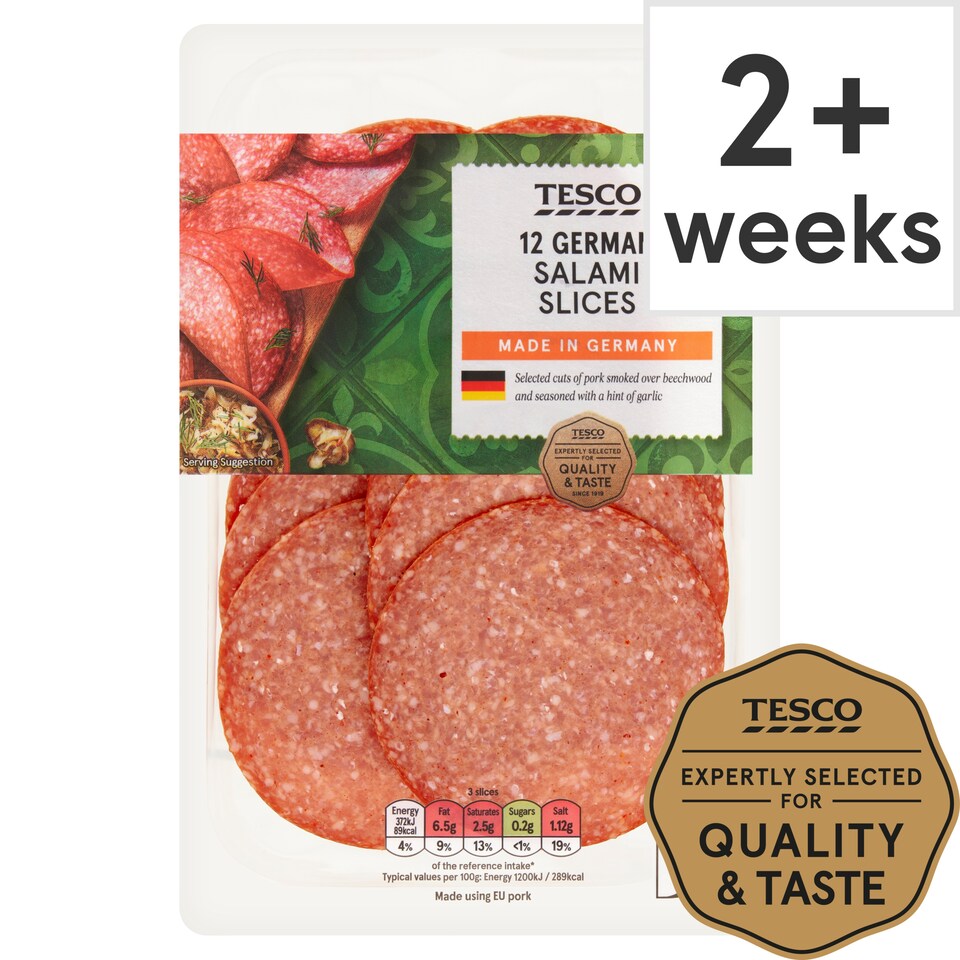 Tesco German Style Salami Slices 12 Pack 125g