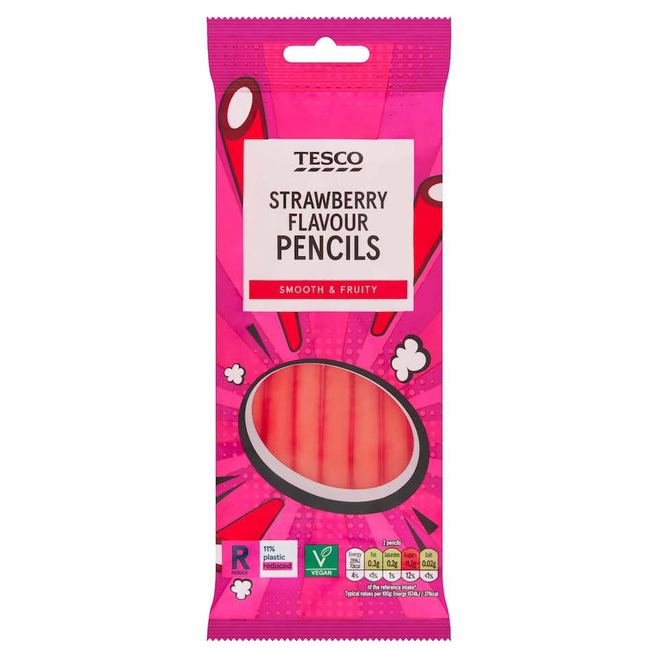 Tesco Strawberry Pencils 75G