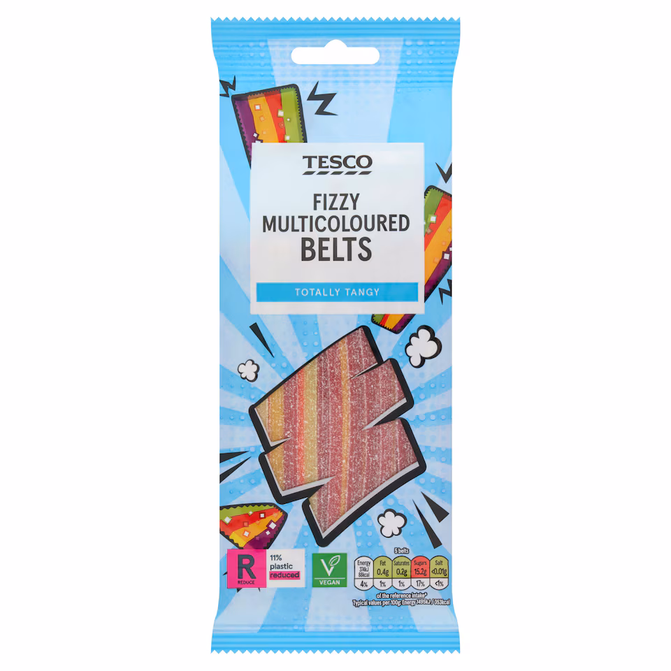 Tesco Fizzy Multicoloured Belts 75g