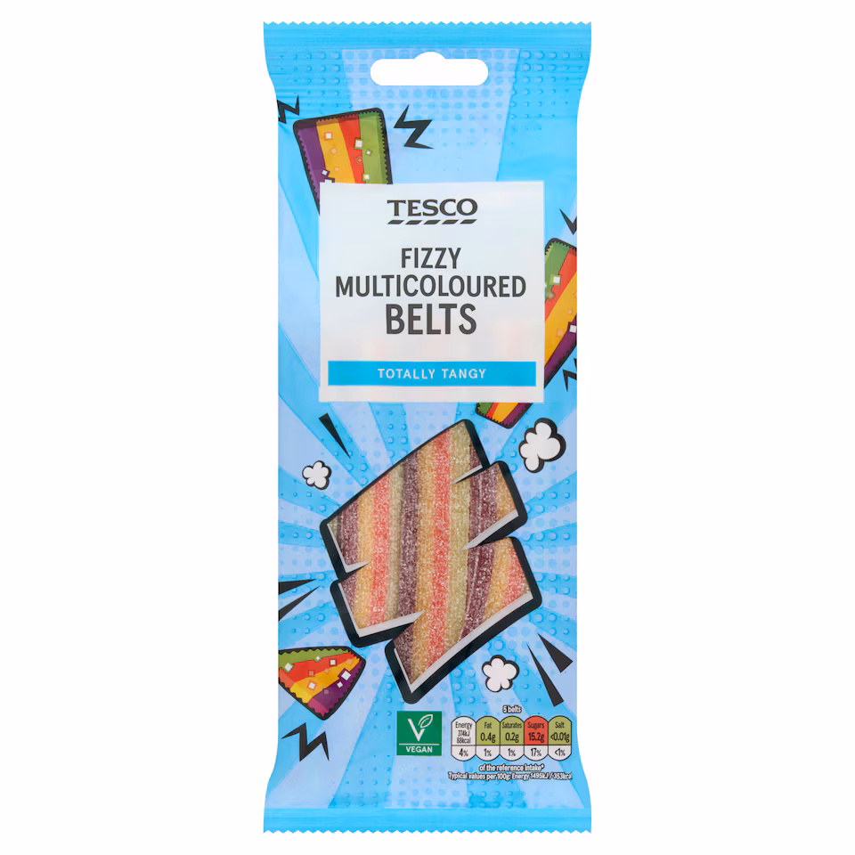Tesco Fizzy Multicoloured Belts 75g