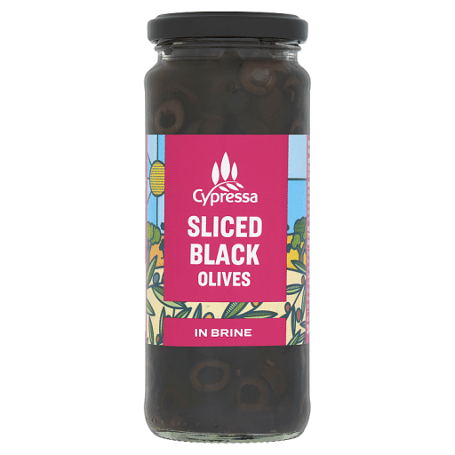 Cypressa Sliced Black Olives in Brine 340g