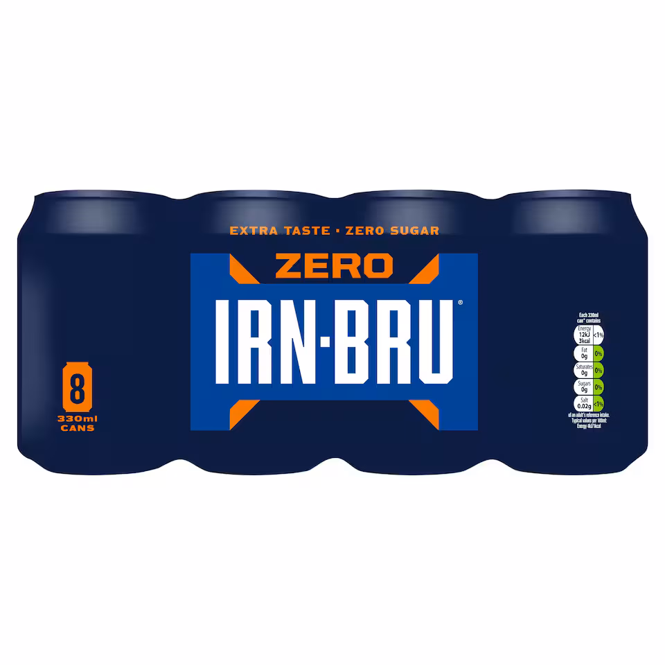 Irn-Bru Zero Sugar Soft Drink Multipack Cans 8x330ml