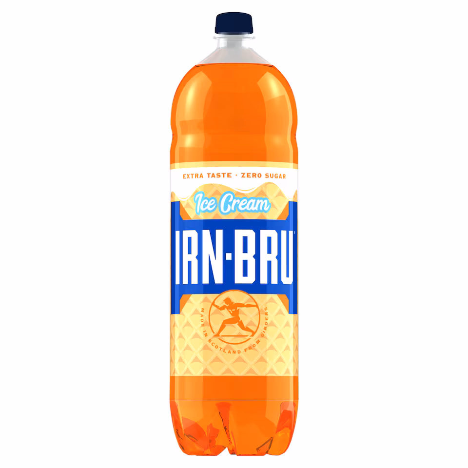 Irn-Bru Ice Cream Zero Sugar Soft Drink Bottle 2L