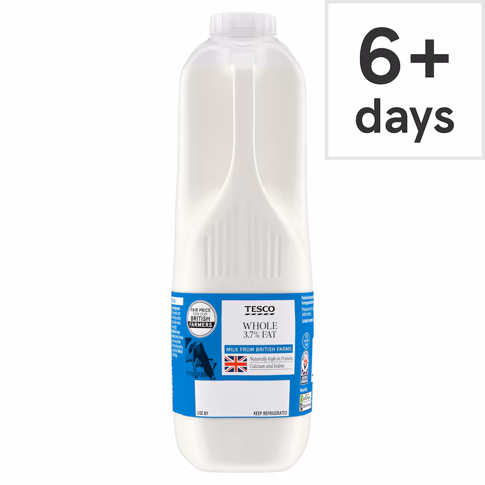 Tesco British Whole Milk 1.13L, 2 Pints