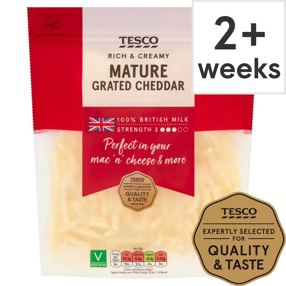 Tesco British Mature Grated Cheddar Cheese 250 G