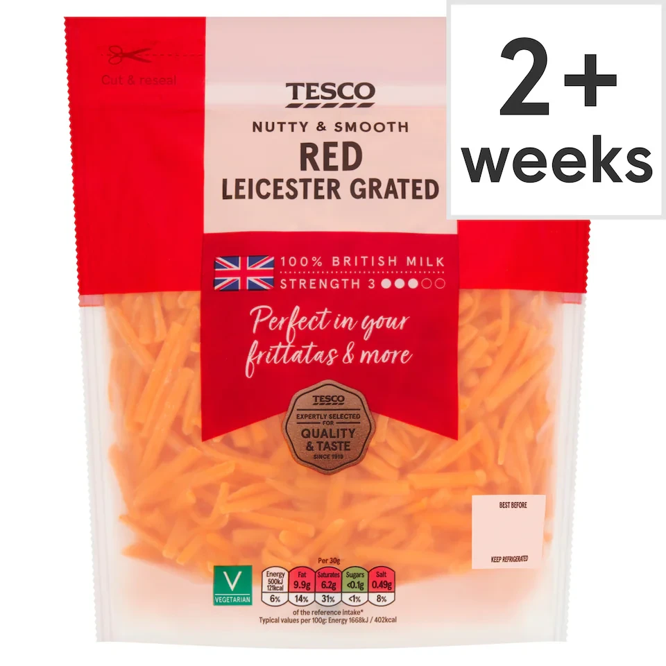 Tesco Grated Red Leicester 250 G