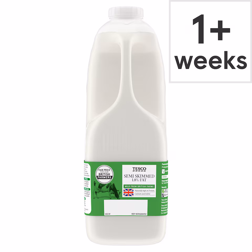 Tesco British Semi Skimmed Milk 2.272L, 4 Pints