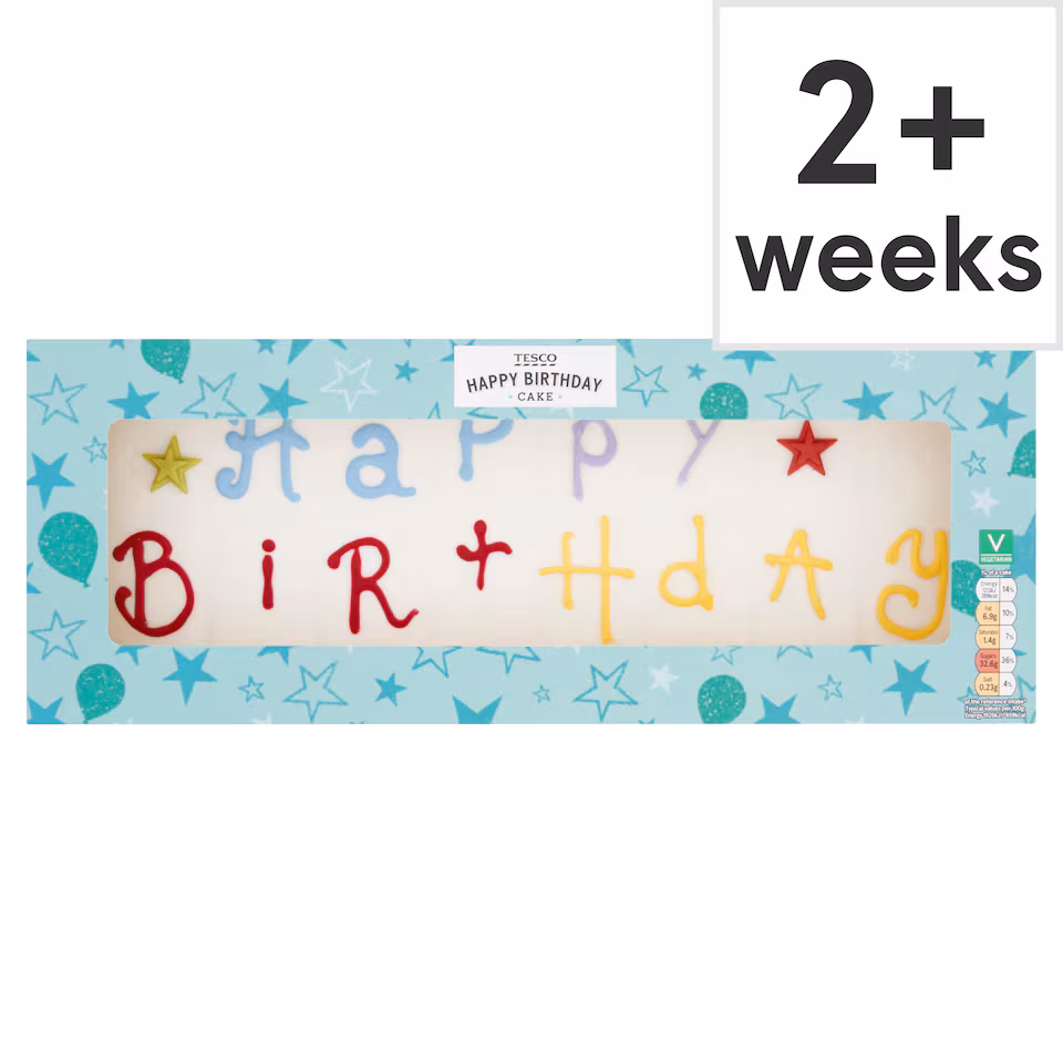 Tesco Happy Birthday Cake - Vanilla with Raspberry Jam