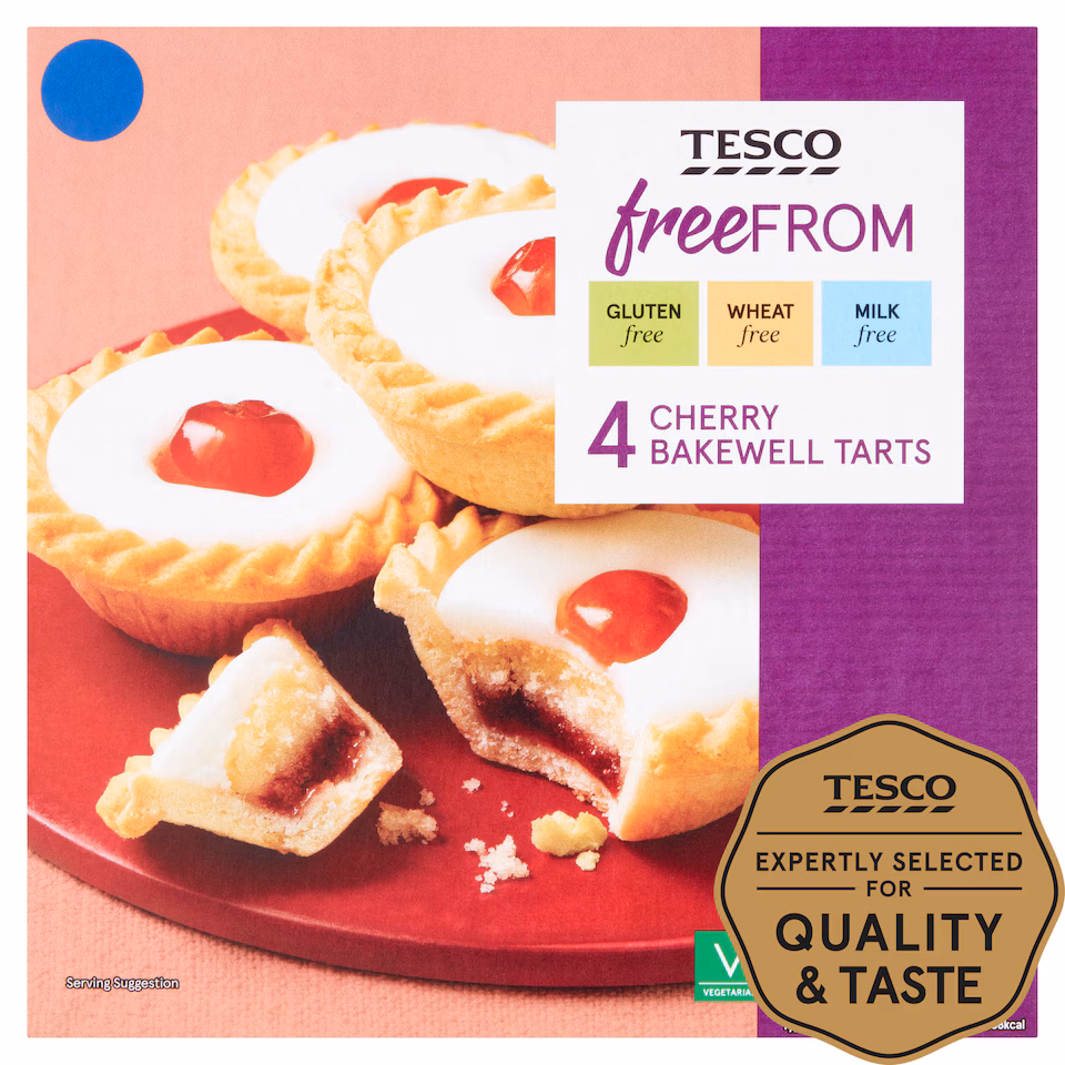 Tesco Free From Cherry Bakewell Tarts 4 Pack