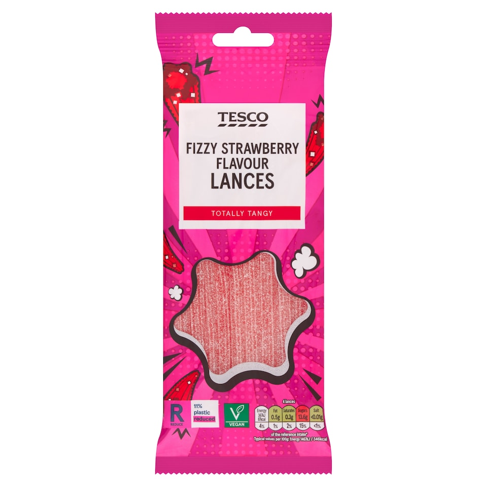 Tesco Fizzy Strawberry Flavour Lances 75G