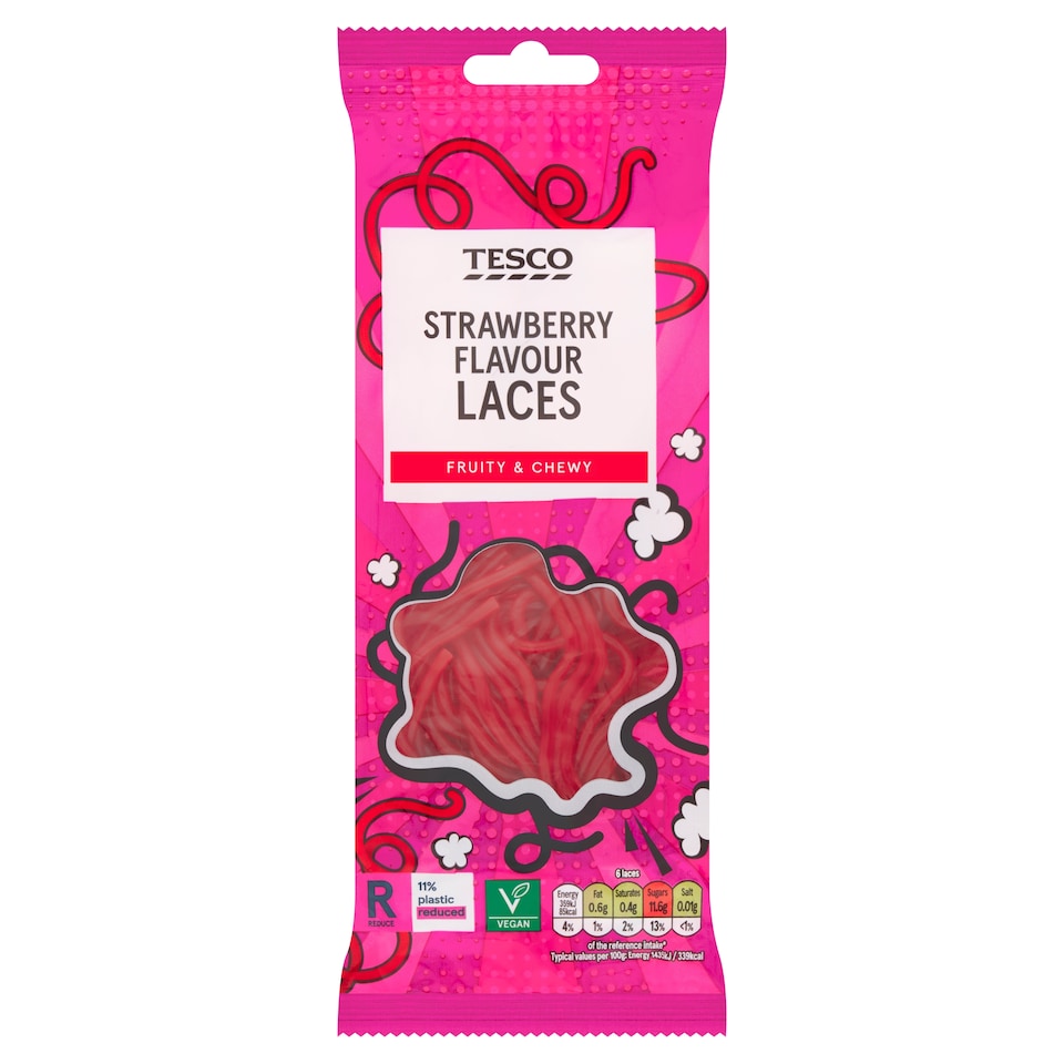 Tesco Strawberry Laces 75G