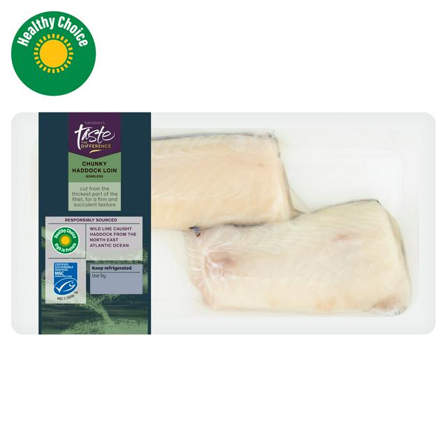 Sainsbury's Skin on MSC Haddock Loins, Taste the Difference 270g