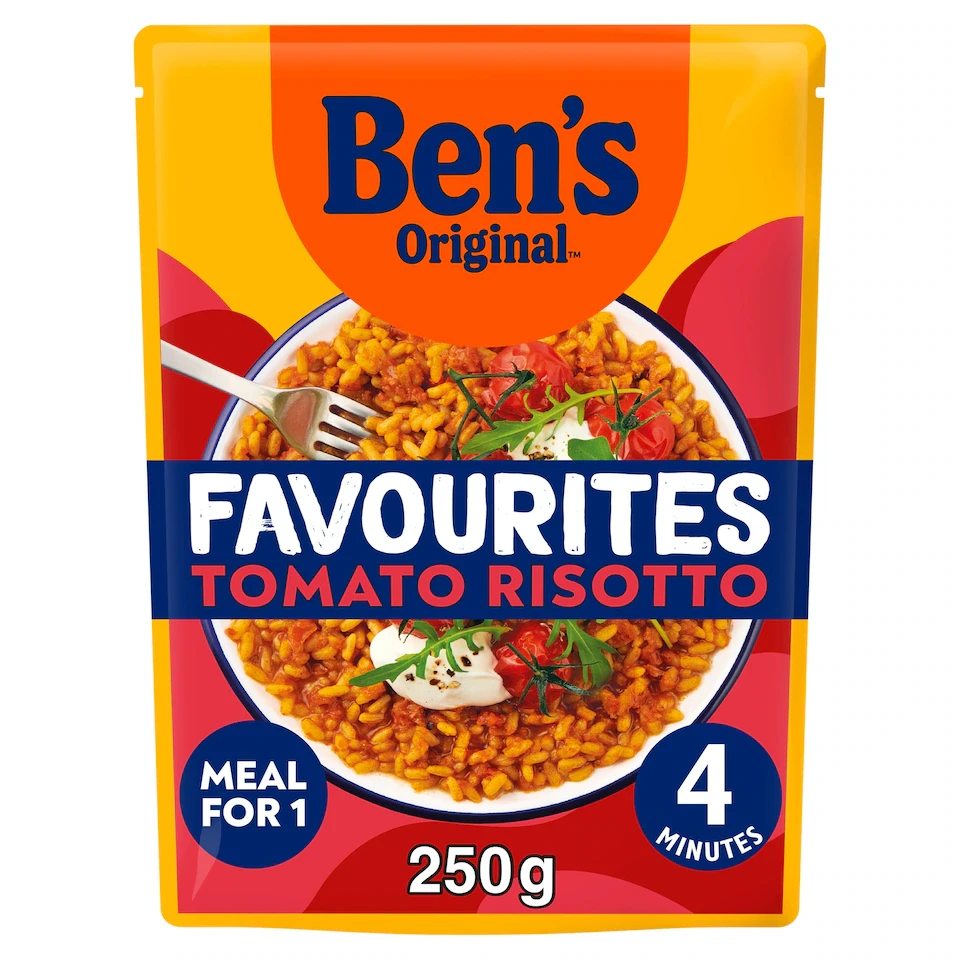 Bens Original Favourites Risotto Tomato and Italian Style Herbs Microwave Rice Instant Meal 250g