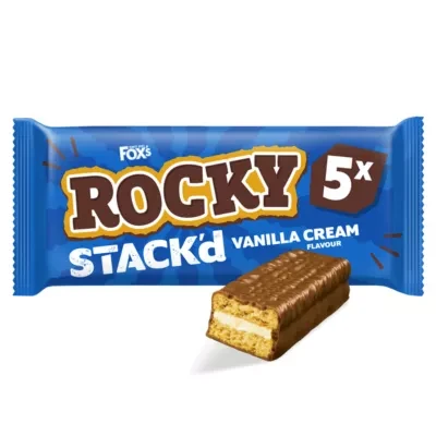 Fox's Biscuits Rocky STACK'd Vanilla Cream Flavour Biscuit Bars 5 Bars Multipack 125g
