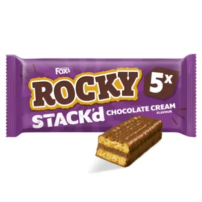 Fox's Biscuits Rocky STACK'd Chocolate Cream Flavour Biscuit Bars 5 Bars Multipack 125g