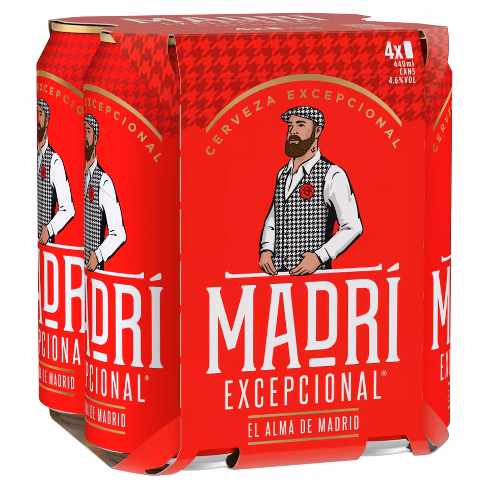 Madri Excepcional Premium Lager Beer Can 4 x 440ml