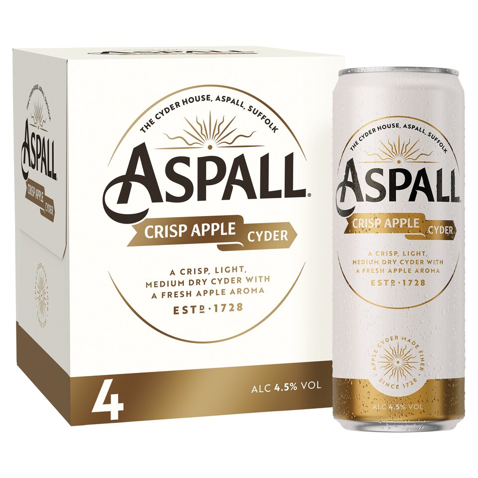 Aspall Crisp Apple Premium Cyder Can 4 x 330ml