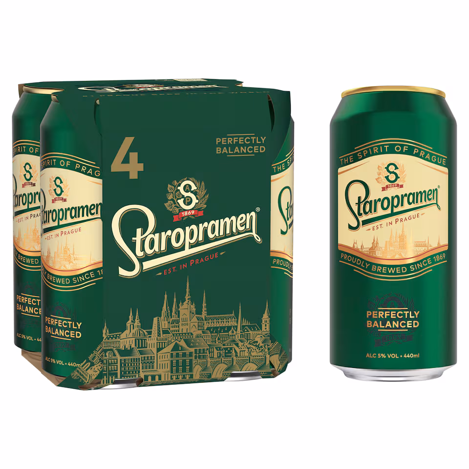 Staropramen Premium Czech Style Pilsner Lager Beer 4 x 440ml
