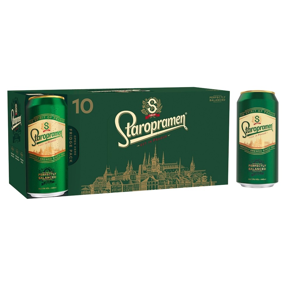 Staropramen Premium Czech Style Pilsner Lager Beer Can 10 x 440ml