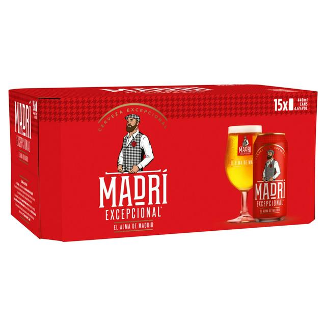 Madri Excepcional Premium Lager Beer Can 15 x 440ml