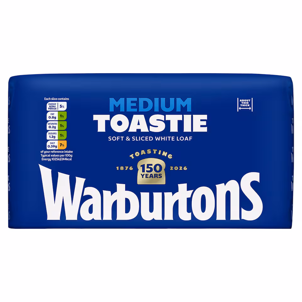 Warburtons Medium Sliced Soft White Bread 800g