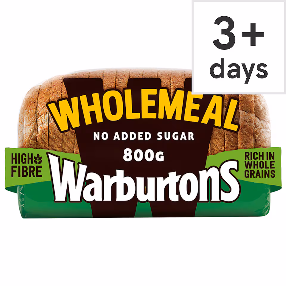 Warburtons Wholemeal Medium Sliced Bread 800g