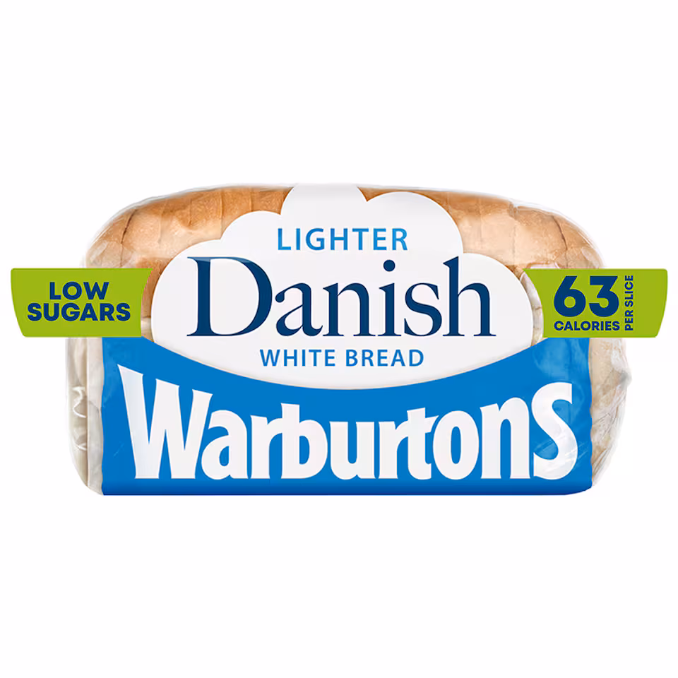 Warburtons Danish Lighter Small White Sliced Bread 400g