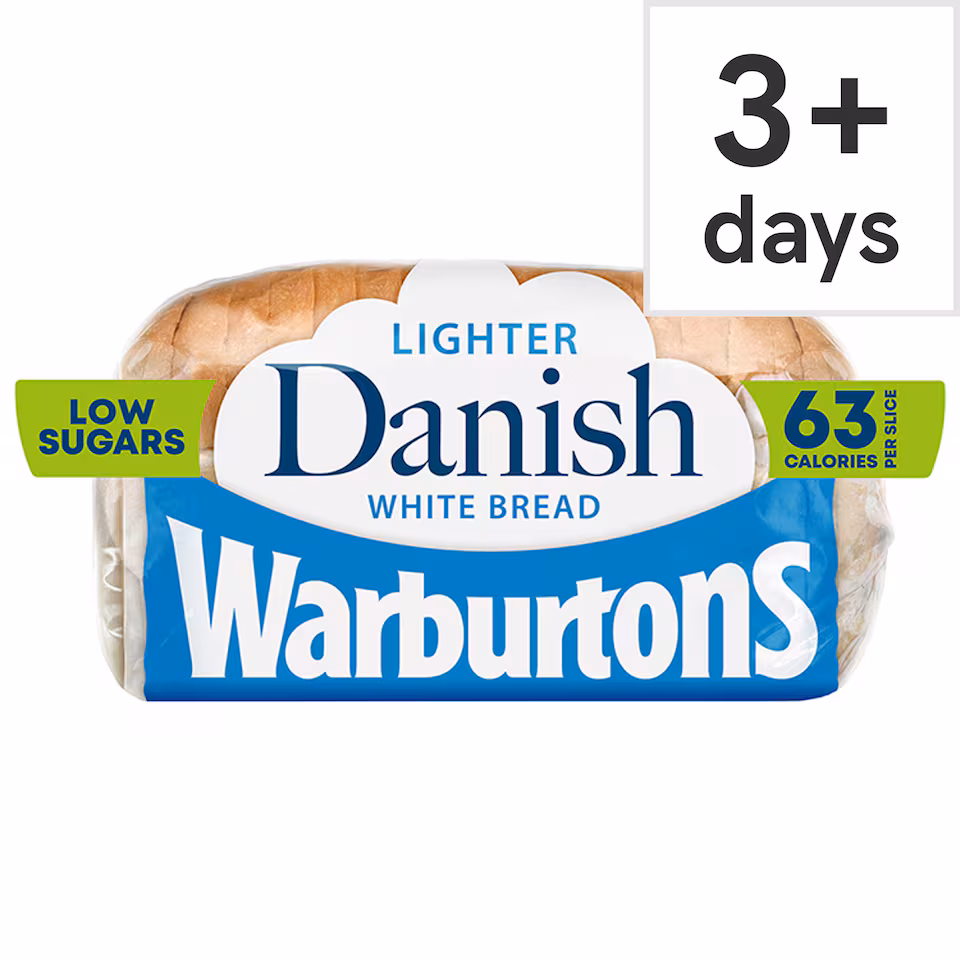 Warburtons Danish Lighter Small White Sliced Bread 400g