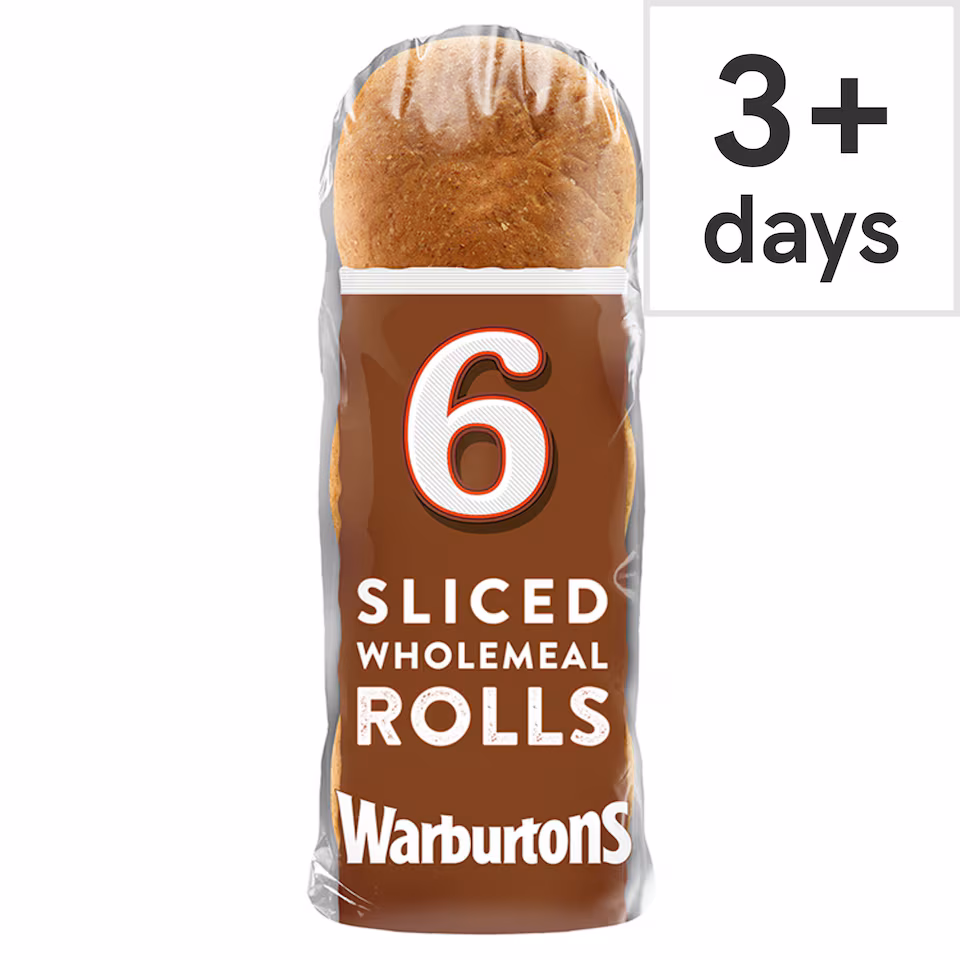 Warburtons Wholemeal Soft Sliced Rolls 6 Pack