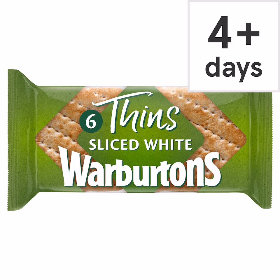 Warburtons White Sandwich Bread Thins 6 Pack