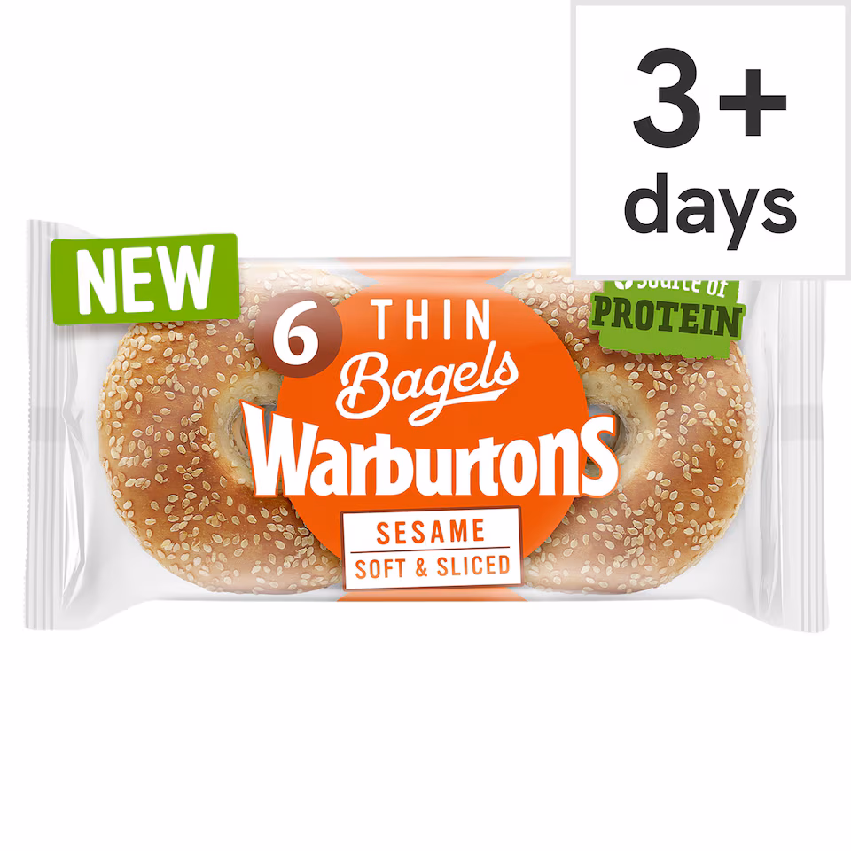 Warburtons Thin Bagels - Sesame 6 Pack