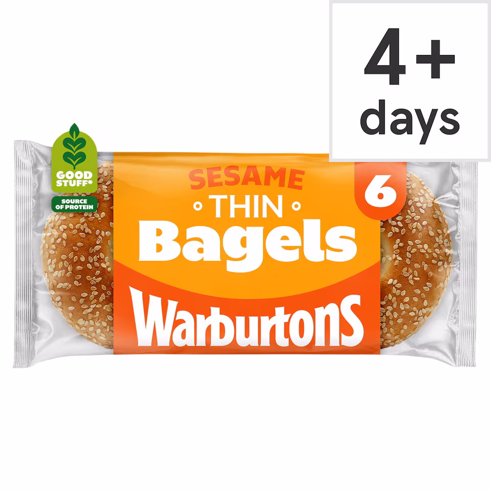 Warburtons Thin Bagels - Sesame 6 Pack