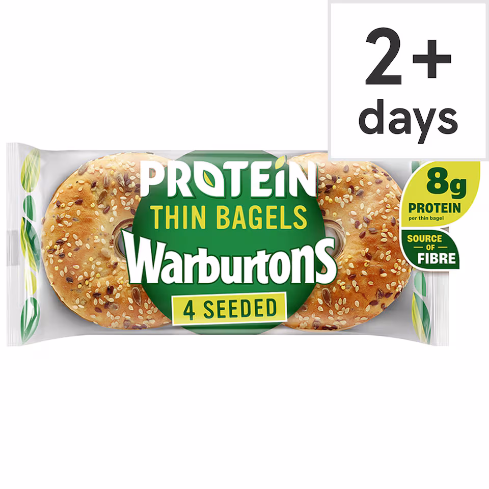 Warburtons Thin Sliced Seeded Protein Bagels 4 Pack