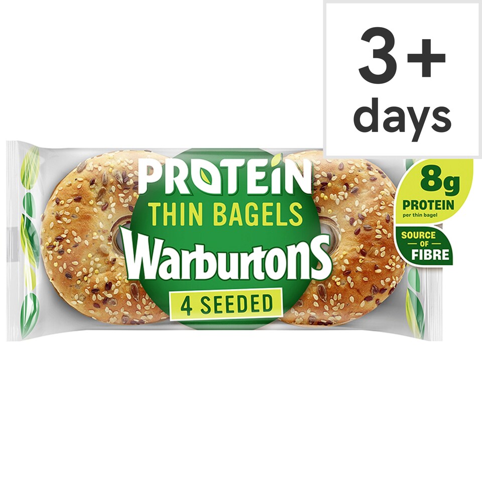 Warburtons Thin Sliced Seeded Protein Bagels 4 Pack