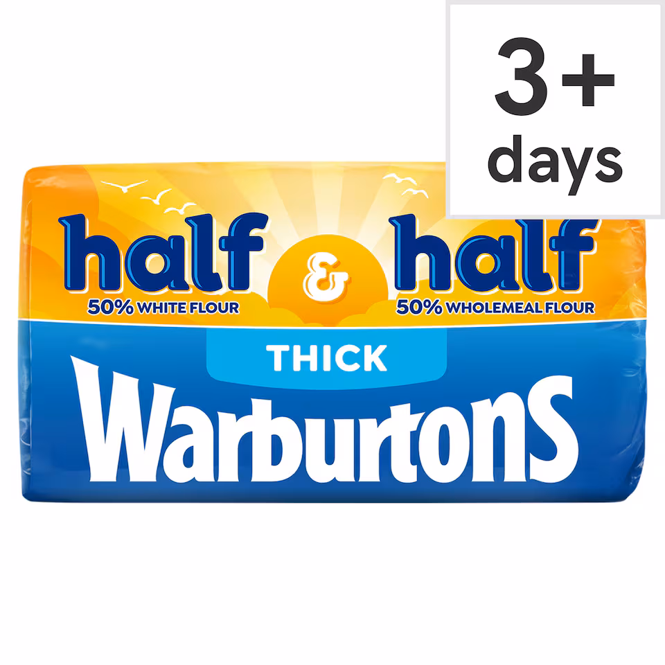 Warburtons Half & Half Thick Sliced Bread 800g