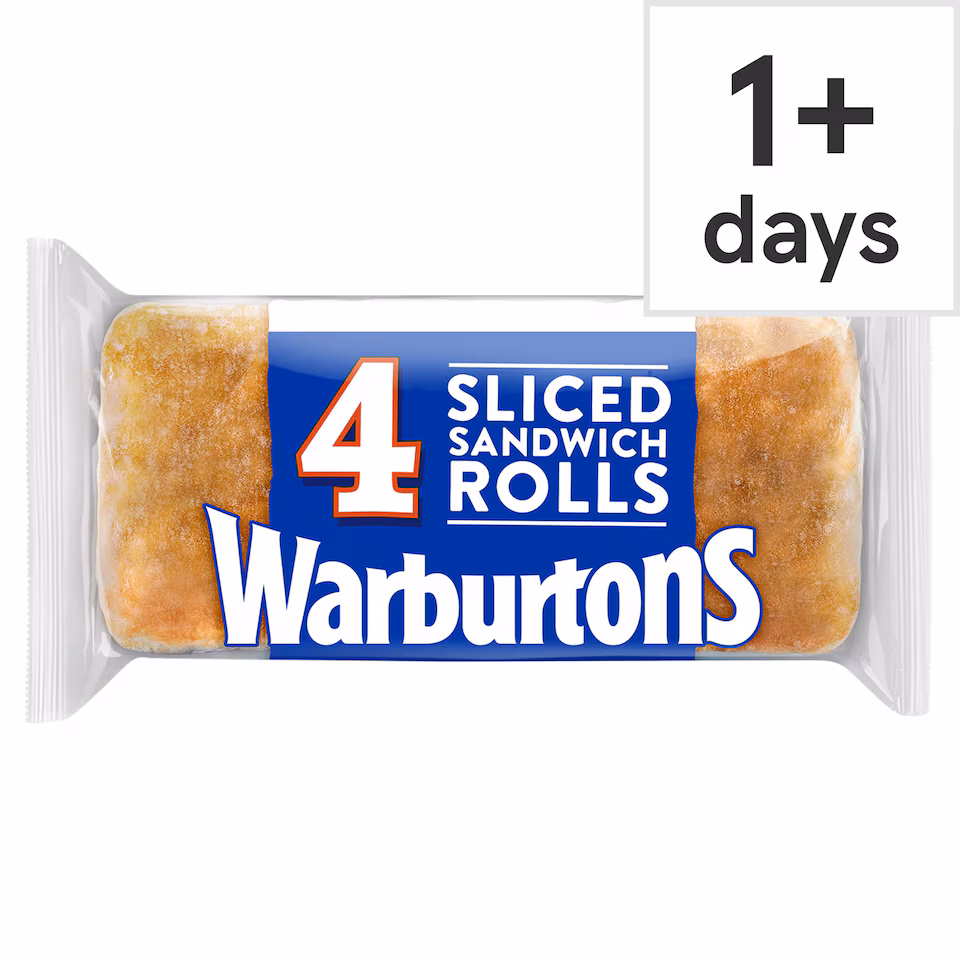 Warburtons Sliced White Sandwich Rolls 4 Pack