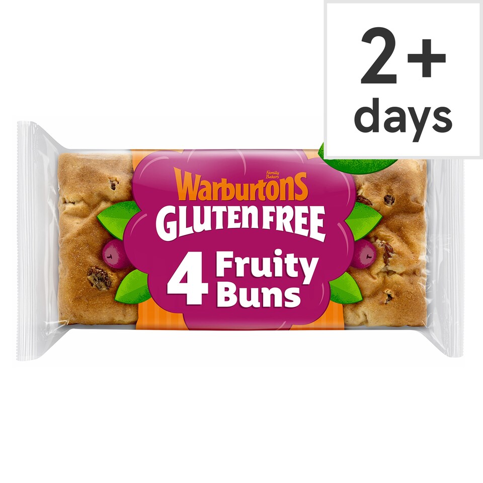 Warburtons Gluten Free Cinnamon & Raisin Sliced Fruity Buns 4 Pack