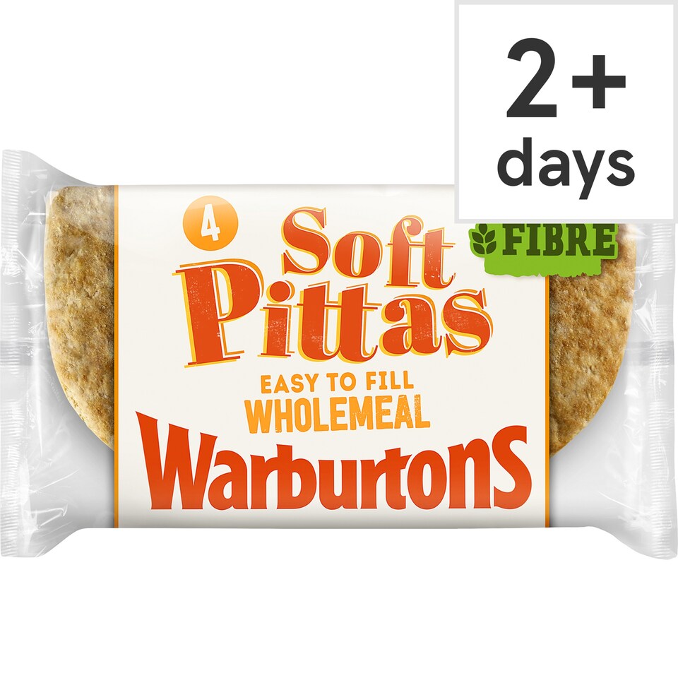 Warburtons Soft Wholemeal Pitta Breads 4 Pack