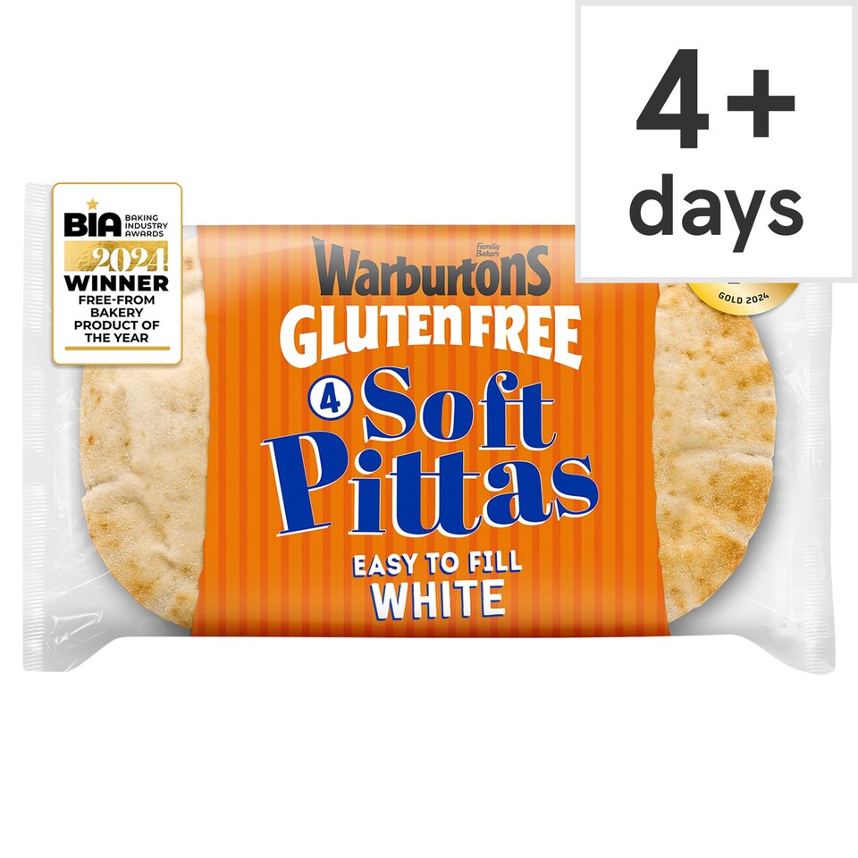 Warburtons Gluten Free Soft White Pitta Breads 4 Pack