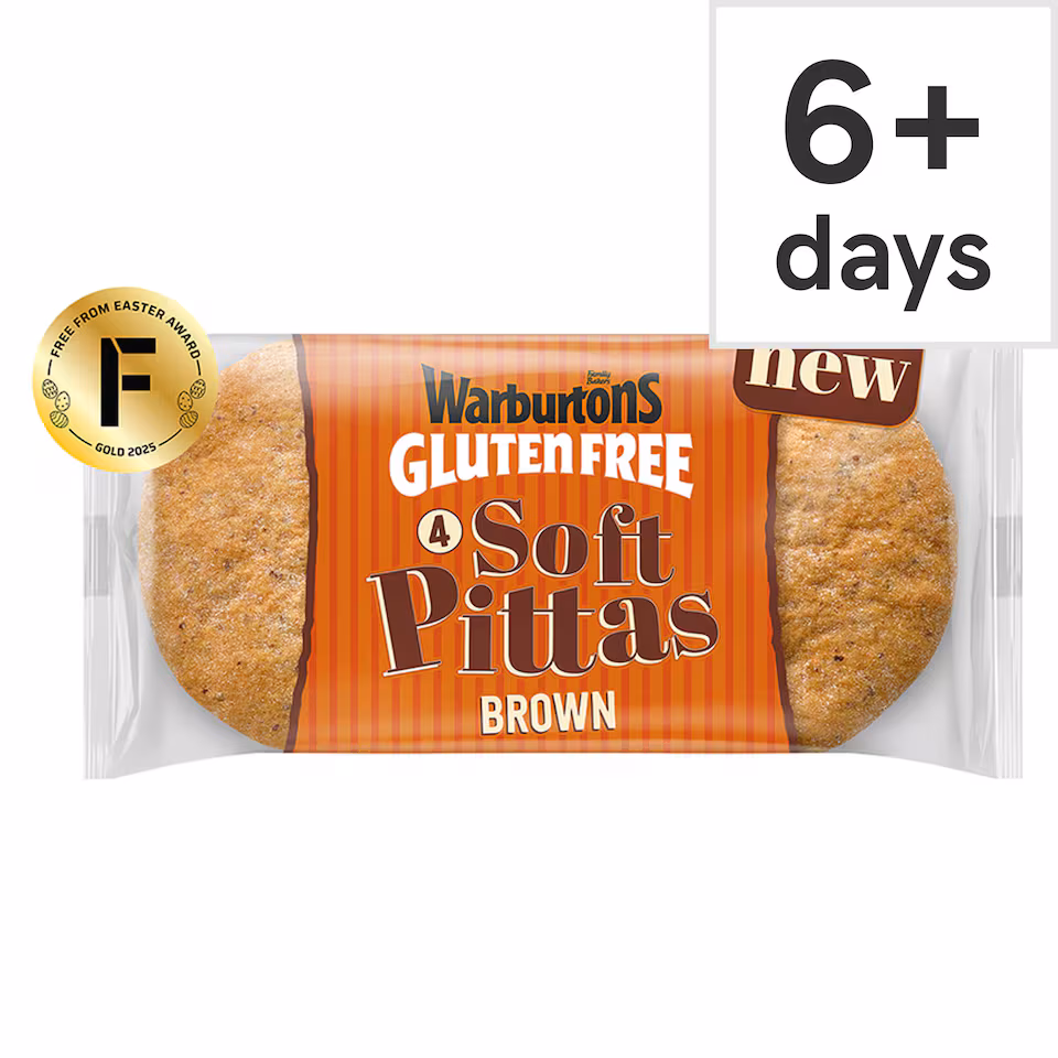 Warburtons Gluten Free 4 Soft Brown Pittas