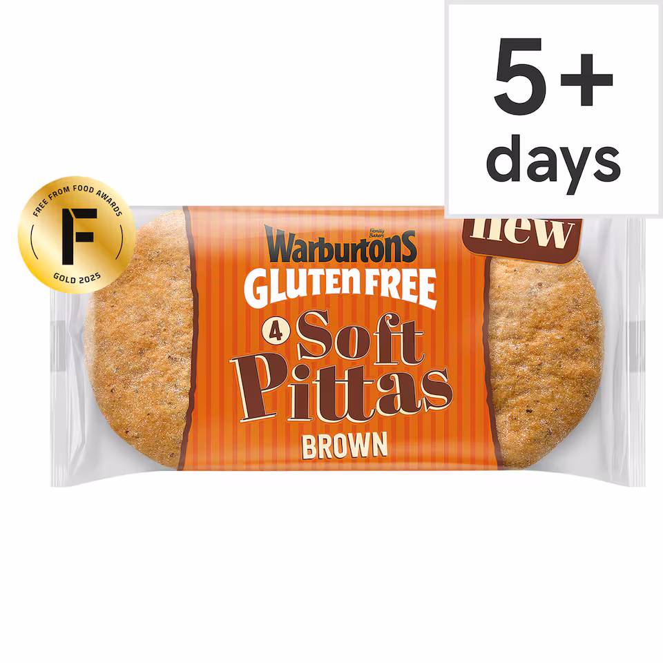 Warburtons Gluten Free 4 Soft Brown Pittas