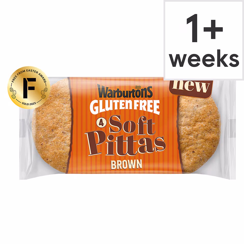 Warburtons Gluten Free 4 Soft Brown Pittas