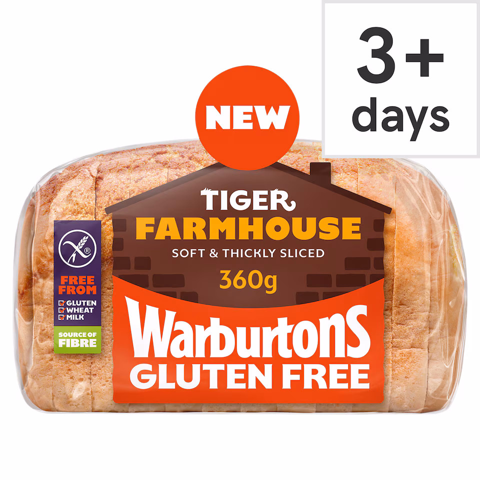 Warburtons Gluten Free Tiger Farmhouse white bread 360g