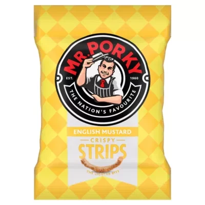 Mr Porky English Mustard Crispy Strips 32g