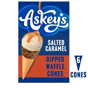 Askey's The Deluxe Waffle 6 Salted Caramel Dipped Cones