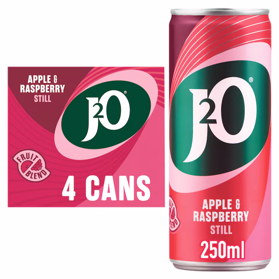 J2O Apple & Raspberry Cans 4 x 250ml