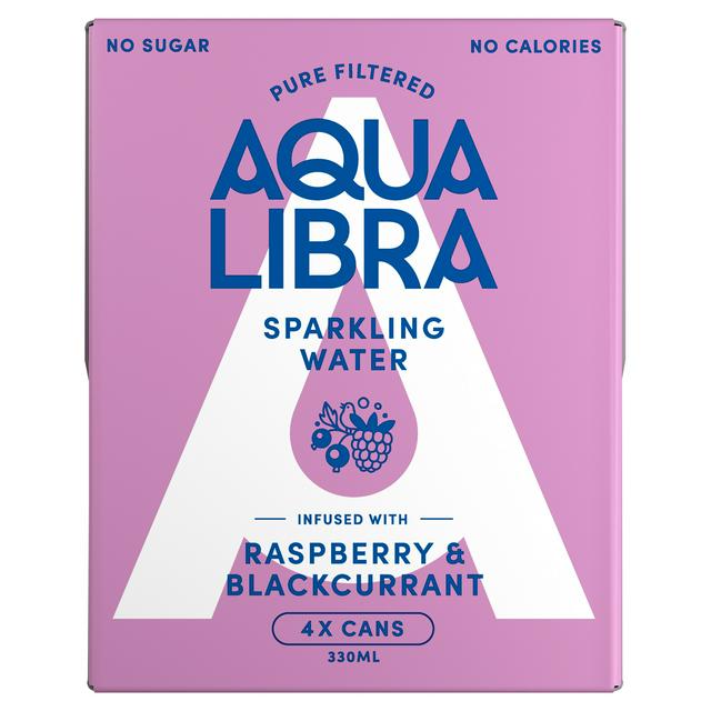 Aqua Libra Sparkling Water Infused with Raspberry & Blackcurrant 4x330ml