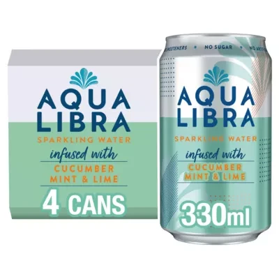 Aqua Libra Sparkling Water Infused with Cucumber, Mint & Lime 4 x 330ml